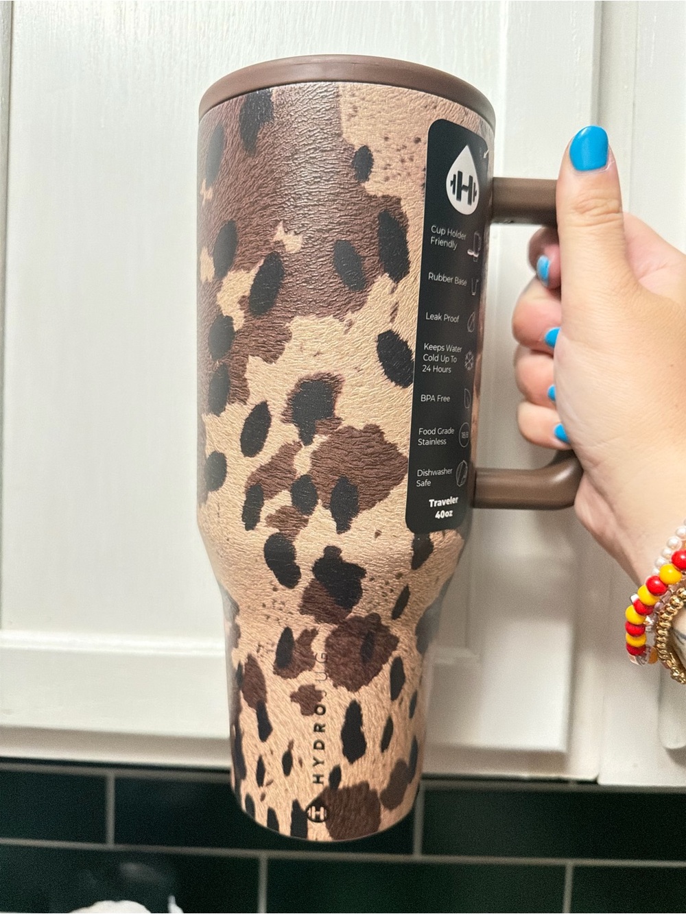 Hydro Flask Leopard Print Travel Mug - Brown and Black